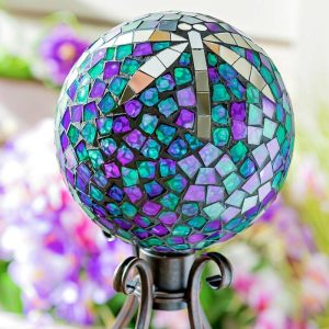 Gazing Balls |   Mosaic Dragonfly Glass Gazing Ball Decorative Garden Accents Decorative Garden Accents