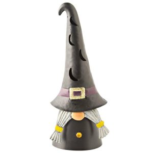 Gnomes & Fairy Gardens |   Lighted Halloween Witch Gnome Garden Accents Gnomes & Fairy Gardens