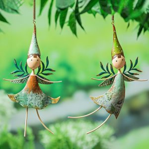 Gnomes & Fairy Gardens |   Metal Fairies Hanging Décor, Set Of 2 Garden Accents Gnomes & Fairy Gardens