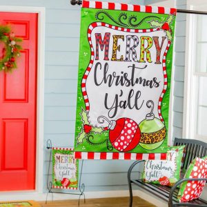 House & Estate Flags |   Merry Christmas Y’All Applique House Flag Flags & Buntings House & Estate Flags