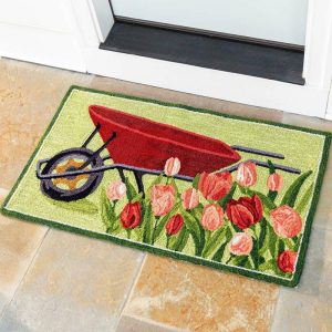 Indoor & Outdoor Rugs |   Indoor/Outdoor Tulip And Wheelbarrow Hooked Polypropylene Accent Rug Indoor & Outdoor Rugs Indoor & Outdoor Rugs