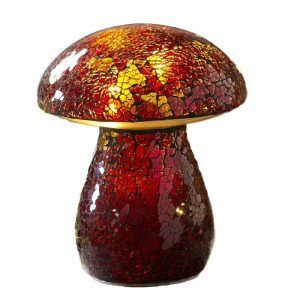 Lighted Garden Decorations |   Glass Mosaic Mushroom Lawn Ornament Lighted Garden Decorations Amber