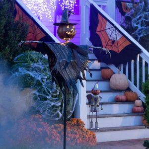 Lighted Garden Decorations |   Halloween Solar Scarecrow Jack O’ Lantern Metal Ground Stake Lighted Garden Decorations Lighted Garden Decorations