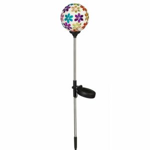 Lighted Garden Decorations |   Mosaic Globes Solar Garden Stakes Lighted Garden Decorations Flower