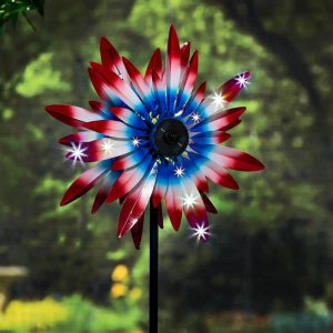 Lighted Garden Decorations |   Patriotic Solar Lighted Wind Spinner Lighted Garden Decorations Lighted Garden Decorations