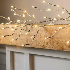 Lighted Trees & Garlands |   Indoor/Outdoor Silver Metallic Garland With Dual-Function Lights Lighted Trees & Garlands Lighted Trees & Garlands