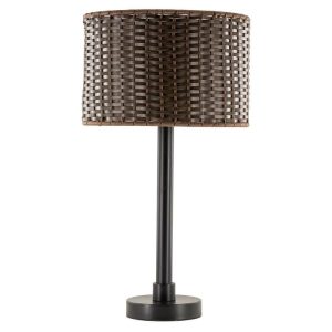 Outdoor Lamps |   Weatherproof Outdoor Table Lamp With Wicker Shade Outdoor Lamps Outdoor Lamps