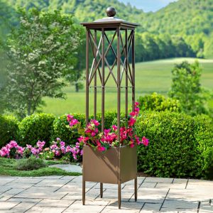 Outdoor Planters |   Craftsman Obelisk With Planter Deck And Patio Decor Outdoor Planters