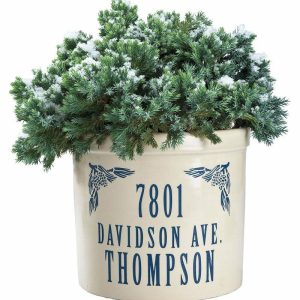 Outdoor Planters |   Personalized Crock With Name And Address Deck & Patio Accents Black Oak Leaf