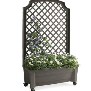 Outdoor Planters |   Planter With Trellis And Self-Watering Reservoir Deck And Patio Decor Anthracite