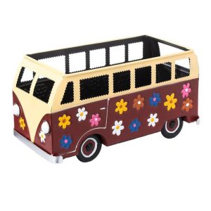 Outdoor Planters |   Vintage Style Flower Power Miniature Bus Garden Planter Deck And Patio Decor Outdoor Planters