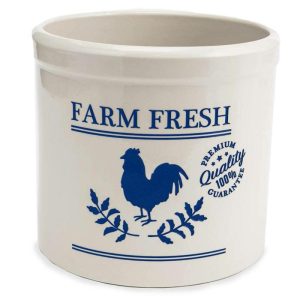 Planters & Plant Stands |   Farm Fresh Rooster Stoneware Crock Garden Tools & Supplies Blue