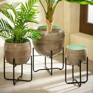 Planters & Plant Stands |   Indoor/Outdoor Distressed And Planters, Set Of 2 Garden Tools & Supplies Planters & Plant Stands