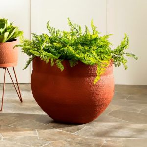 Planters & Plant Stands |   Indoor/Outdoor Large Metal Planter With Terra Cotta Finish Garden Tools & Supplies Planters & Plant Stands