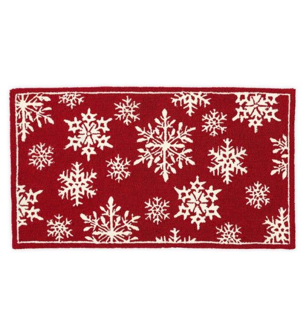 Seasonal Doormats |   Indoor/Outdoor Snowflakes Holiday Hooked Accent Rug Doormats Seasonal Doormats