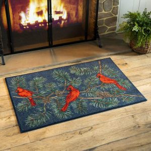 Small Accent Rugs |   Cardinals On A Pine Bough Rug Rugs Small Accent Rugs