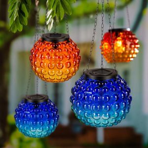 Solar Accents |   Gradient Glass Solar Lanterns, Set Of 2 Garden Accents Solar Accents