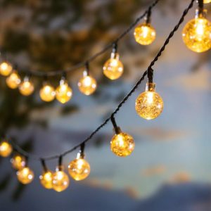 Solar Accents |   Multi-Function Solar Ball String Lights With 50 Warm White Leds Garden Accents Solar Accents