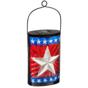 Solar Accents |   Patriotic Star Flag Solar Lantern Garden Accents Solar Accents