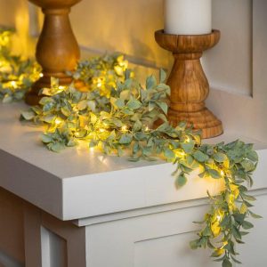 String Lights |   Indoor/Outdoor Battery-Operated Lighted Leaves Garland Outdoor Lamps & Lighting String Lights