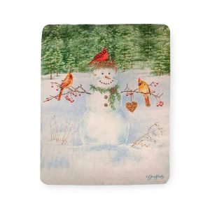 Throws & Blankets |   Happy Snowman Sherpa Fleece Throw Bedding & Bath Throws & Blankets