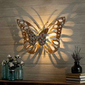 Wall Art |   Lighted Laser-Cut Butterfly Wall Art Decorative Accents Decorative Accents