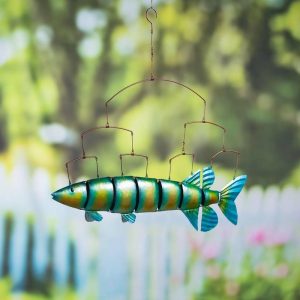 Wind Chimes & Mobiles |   Iridescent Flying Fish Mobile Decorative Garden Accents Decorative Garden Accents