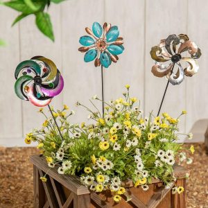 Wind Spinners |   Colorful Mini Spinners, Set Of 3 Decorative Garden Accents Decorative Garden Accents