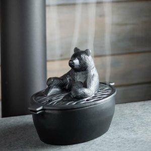 Woodstove Steamers |   Bear In Bath Wood Stove Steamer In Cast Iron Fireplace Accessories Wood Stove Accessories