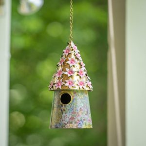 Gnomes & Fairy Gardens |   Decorative Floral Roof Hanging Birdhouse Garden Accents Gnomes & Fairy Gardens