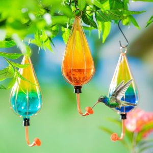 Bird Feeders |   Ombre Glass Hummingbird Feeders, Set Of 3 Bird Feeders Bird Feeders