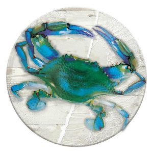 Birdbaths |   Hand Painted Crab Embossed Glass Birdbath Basin Birdbaths Birdbaths