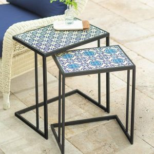 Deck & Patio Accents |   Handmade Ceramic Tile Nesting Tables, Set Of 2 Deck & Patio Accents Deck & Patio Accents