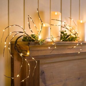 Deck & Patio Accents |   Indoor/Outdoor Birch Garland With 165 Micro Led Lights, 5’L Deck & Patio Accents Brown