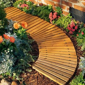 Outdoor Clean Up |   4’L Roll-Out Curved Hardwood Pathway Garden Tools & Supplies Outdoor Clean Up