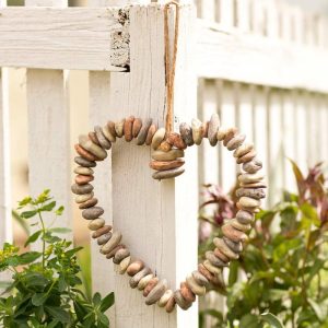 Decorative Accents |   Decorative Indoor/Outdoor Heart-Shaped Wreath Of Faux River Rocks Decorative Accents Decorative Accents