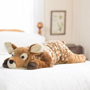 Decorative Accents |   Fuzzy Spotted Fawn Plush Cuddle Animal Body Pillow Decorative Accents Decorative Accents