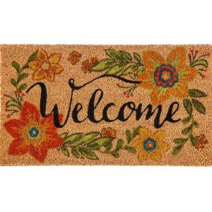 Indoor & Outdoor Rugs |   Colorful Floral Welcome Coir Mat Indoor & Outdoor Rugs Indoor & Outdoor Rugs