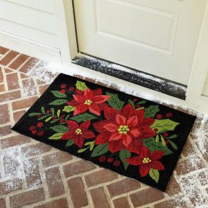 Indoor & Outdoor Rugs |   Indoor/Outdoor Poinsettia Hooked Polypropylene Accent Rug Indoor & Outdoor Rugs Indoor & Outdoor Rugs