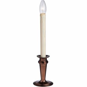 Lighted Accents |   Traditional Adjustable Window Candle With Auto Timer Candles & Lanterns Antique Bronze (Ivory Taper)