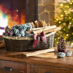 Wood Stove Accessories |   Fire Starter Holiday Gift Basket With Fatwood, Color Cones And Wax Cones Fireplace Accessories Wood Stove Accessories